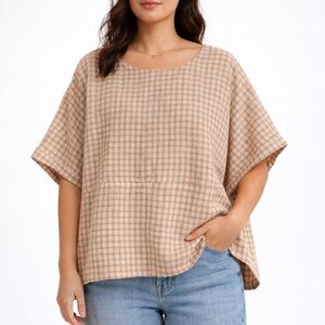 Textured Linen Oversized Boxy Top Size L/Xl Handmade